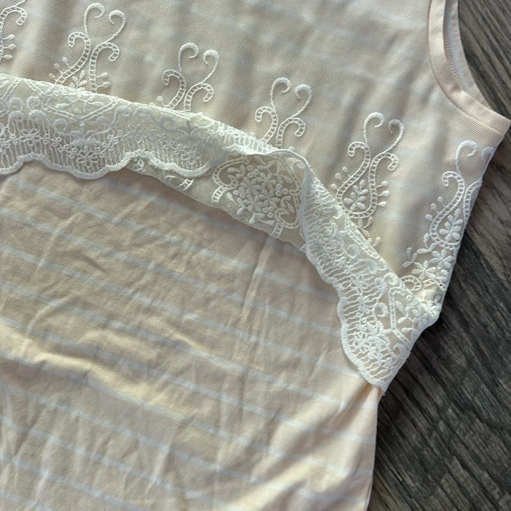 J. Crew NWT lace overlay tank top blouse‎ peach white womens size small - Picture 5 of 10